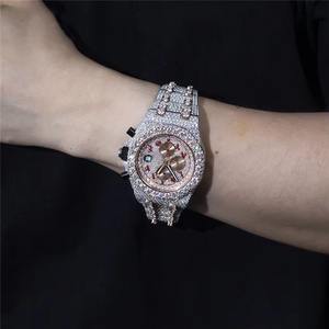 นาฬิกาแฟชั่นหรูหราประดับเพชรโมอิสซาไนต์ Radiant 32 กะรัต VVS1 ดีไซน์ฮิปฮอป งานแฮนด์เมด กระจกหน้าปัด ระบบอัตโนมัติ กันน้ำ 10 เมตร - Product Image 2