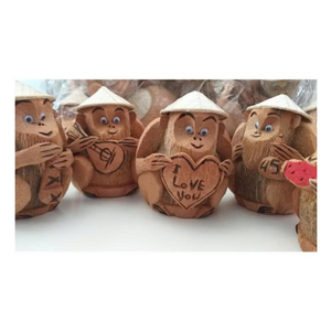 Venta al por mayor 100% juguetes hechos a mano tallado mono de coco artesanía un buen recuerdo tallado mono de coco, artesanía Animal de cáscara de coco - Product Image 5