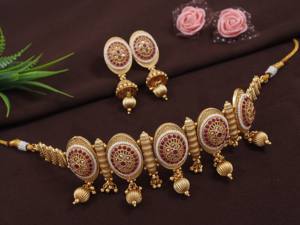 ชุดเครื่องประดับทองแดงสำหรับงานแต่งงานของเจ้าสาวชุดเครื่องประดับสำหรับผู้หญิงต่างหูและสร้อยคอสไตล์อินเดีย - Product Image 2