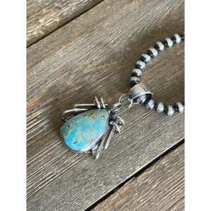 Pendentif en turquoise Royston naturelle Navajo et argent sterling avec technologie d'incrustation à sertissage clos - Product Image 3