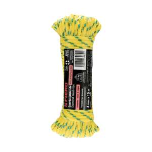 เชือกตกปลาถักโพลีโพรพิลีน Fiero 4 มม. x 15 ม. ความแข็งแรงสูง ม้วนพร้อมป้ายสำหรับชาวประมง ใช้กลางแจ้ง สีเหลืองเขียว - Product Image 1