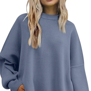 <b>WOMEN</b> OVERSIZED <b>CHRISTMAS</b> SWEATER BATWING TRENDY CREWNECK SIDE SLIT KNITTED PULLOVER FALL FASHION LOOSE CASUAL <b>JUMPER</b> - Product Image 1
