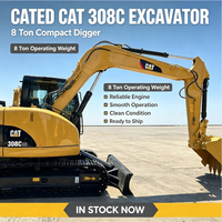 Excavatrice sur chenilles hydraulique CAT 308C d'occasion de haute qualité, peinture d'origine, faible usure, mini-pelle Caterpillar prête à être expédiée
