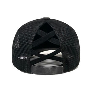 Chapeaux de camionneur en tissu de coton formel de couleur personnalisée Maille Queue de cheval personnalisée Bande élastique Broderie Logo Boucle Lavé Design en détresse - Product Image 6