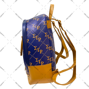 Sac à dos Sigma Gamma Rho personnalisé pour femmes bleu royal avec fermeture éclair dorée et impression SGR brodée vêtements grecs de sororité - Product Image 3