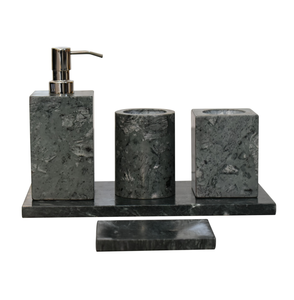 Ensemble de salle de bain en marbre artisanat distributeur de lotion porte-savon ensemble de bain salle de bain moderne article de décoration pour maisons hôtels - Product Image 3