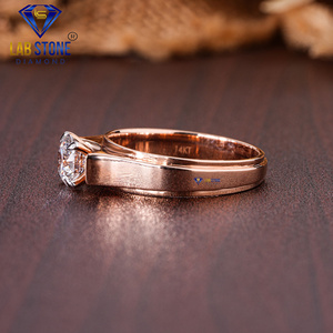 Lab-Stone 1,00 TDW Anillo de oro rosa con diamantes de corte redondo Elegancia clásica Color DE LA EF-VS - Product Image 3