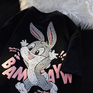 Haute qualité coton 3D gaufré chemise surdimensionné plaine O cou hommes T-shirts personnalisé gaufrage bouffée Logo impression t-shirt pour hommes - Product Image 2