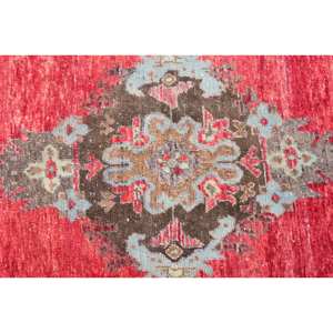 Tapis turc vintage de 4.7x12,5 pieds, tapis en laine à tissage plat, rouge et vert pour décorations de salon, support en latex - Product Image 4