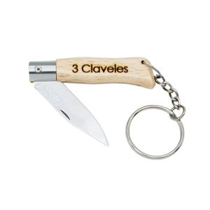 Coltello con lama in acciaio inossidabile da 45 mm e portachiavi in legno da 55 mm (3 Claveles 01786) - Product Image 1