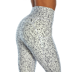 Whispy Spray <b>White</b> <b>Women's</b> High Rise polyester spandex wholesale Capri <b>Legging</b> with OEM service - Product Image 5