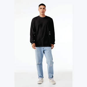 Camiseta Formal Unisex Gris de Manga Larga, Tejido de Punto Heather, 52% Algodón Peinado Airlume, 48% Poliéster, 4.2 Oz, 32 Hilos - Product Image 4