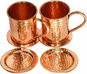 Sous-verres en cuivre élégants, ensemble de 4 faits à la main pour mug en cuivre Moscow Mule - Product Image 2