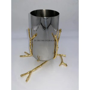 Florero de diseño único chapado en oro de alta calidad de aluminio fundido de alta calidad de aspecto elegante de fabricante indio - Product Image 3