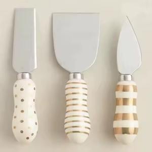High Quality Cheese <b>Knives</b> Stainless Steel <b>Blade</b> With Marble Designer Printed Handles - Product Image 1
