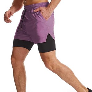 Short de course 2 en 1 pour homme avec poches zippées Short d'entraînement de gymnastique 5 "pour homme Short de compression à séchage rapide - Product Image 1