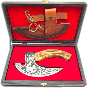 Cortador de Pizza forjado a mano vikingo auténtico, hacha pequeña para acampar, Funda de cuero de grado Industrial hecha a mano para una experiencia auténtica - Product Image 6