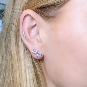 Elegante joyería superior 14K oro blanco GIA forma ovalada graduada D Color VVS1 claridad pendientes de tuerca de piedra de diamante Natural para mujer - Product Image 3