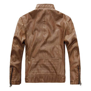 Veste en cuir pour hommes de grande taille et manteau en cuir classique pour hommes pour une tenue unique d'automne et d'hiver - Product Image 2