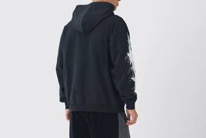 OEM Heavyweight Pullover Streetwear Vintage Sudadera con capucha Mezcla de algodón Logotipo personalizado Serigrafía Sudadera con capucha negra de gran tamaño - Product Image 5