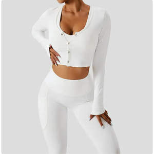 Conjunto de yoga con logotipo personalizado para mujer, conjunto de alta calidad de talla grande para mujer, conjuntos elásticos altos para fitness, conjunto de Yoga de dos piezas, ropa deportiva - Product Image 5