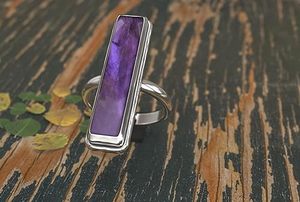 Anillo de mujer de amatista azul 925 plata esterlina rectángulo piedra preciosa Natural hecho a mano boda/fiesta joyería de dedo de moda para mujer - Product Image 3