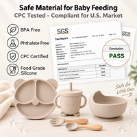 Assiette à Ventouse en Silicone Sans BPA | Kit d'Alimentation Sevrage de 6 Pièces | Bol Anti-Déversement pour Bébé et Tout-Petit | Personnalisable OEM/ODM