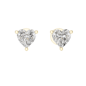 Boucles d'oreilles clous en diamant de laboratoire en forme de cœur de 1,5 carat, clarté VVS-VS EF, or 18 carats, 14 carats, 10 carats et argent 925, rose, jaune, blanc - Product Image 3