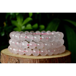 Handmade 8mm <b>Rose</b> <b>Quartz</b> Stone Beads Crystal Healing <b>Bracelet</b> Feng Shui Style Mascot Theme - Product Image 5