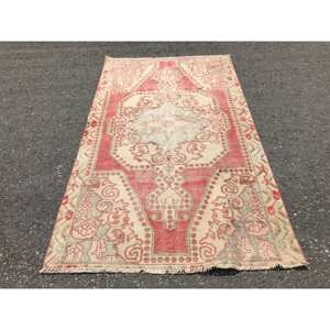 Alfombra de lana Vintage rojo y Beige grande de 4,2x7,2 pies, diseño clásico de retales hecho a mano, forma Rectangular de látex para habitación de pasillo, nuevo - Product Image 1