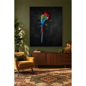 Impression sur toile Fida Black Paint Splash Macaw Parrot - Product Image 4