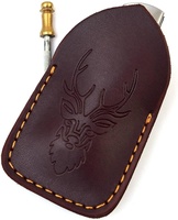 Couteau de poche à verrouillage arrière en acier Damas fait à la main personnalisé avec manche en bois et gaine en cuir fin couteau de camping couteau de pêche