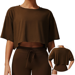 Haut de sport d'été pour femmes, t-shirt de compression à séchage rapide, coupe ample confortable, design respirant pour les filles actives - Product Image 2