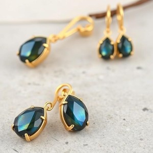 Nuevo 2025 personalizado 925 plata esterlina labradorita natural piedra preciosa chapado en oro pendientes accesorio - Product Image 2