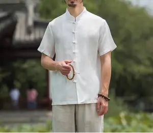 Premium Design Men's Stylish Solid Short Sleeve Shirts Pure Lien Cotton Fabric Button Down Summer Wear Men's Shirt at Cheap Rate