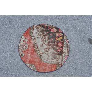 Classic <b>Red</b> 2.3 X 2.3ft Large Area Kilim Style Turkish Rug Wool <b>Latex</b> Backing Patchwork Pattern Classic Rectangle Design 10mm - Product Image 3