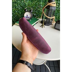 ที่ใส่ปากกาสีม่วงหนังแท้แบบโบราณชุดที่ชื่นชอบงานฝีมือระดับสูง - Product Image 2