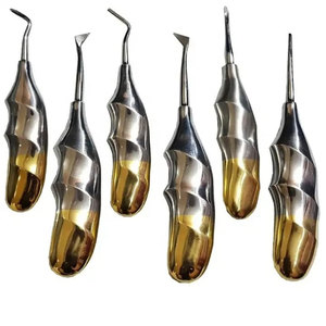 Juego de elevadores de raíz dental manual, mango de dedo dorado, instrumentos quirúrgicos reutilizables, instrumentos quirúrgicos - Product Image 2