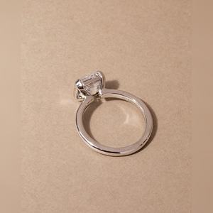 แหวนเพชรทรง Asscher ตัวเรือนเงินสเตอร์ลิง ชุบทอง ขอบเพชรแบบ Bezel สำหรับงานหมั้นและงานแต่งงาน - Product Image 3