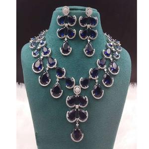 Fashionable <b>Silver</b> Tone American Diamond <b>Necklace</b> Sparkling CZ Zircon <b>Necklace</b> <b>Set</b> for Women Perfect For Parties Gift <b>And</b> Wear - Product Image 1