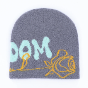 2025 hiver en peluche acrylique lettre bonnet conception personnalisée tricoté unisexe Jacquard fourrure Logo voyage extérieur utilisation chaud réglable - Product Image 3