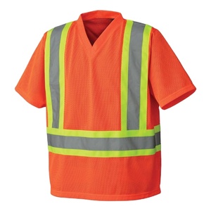 เสื้อเชิ๊ตสีส้มสำหรับผู้ชายเสื้อสะท้อนแสงโลโก้ตามสั่งเสื้อยืดเอวสูงสำหรับทำงาน - Product Image 1