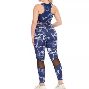 Ensemble d'entraînement imprimé coup de pinceau pour femmes soutien-gorge de sport deux pièces coloré et Leggings Yoga Fitness ensemble de gymnastique taille haute vêtements de sport - Product Image 5