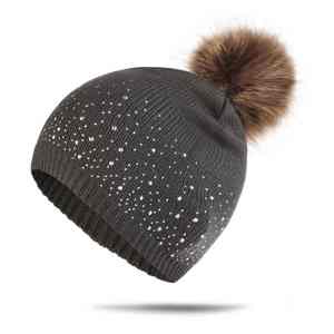 High Quality Wholesale Customizable Soft <b>Winter</b> Knit <b>Hat</b> For <b>Women</b> With Rhinestone Bows Hip Hop Style Warm Beanie For Travel - Product Image 4