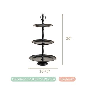 Soporte Clásico de Metal Negro Mate de 3 Niveles para Tartas con Asa de Anillo, Torre Moderna Redonda para Cupcakes, Exhibidor de Postres Escalonado para Fiestas y Buffets - Product Image 6