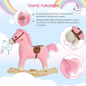 HOMCOM-Caballo de juguete de madera con sonidos realistas para bebés de 36 a 72 meses, AA Incluye 2 pilas, color rosa - Product Image 5