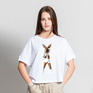 Camiseta Informal Holgada de Lona con Estampado Digital para Mujer, Tallas XS/SM, 'Playgirl', 100% Algodón Ecológico - Product Image 1