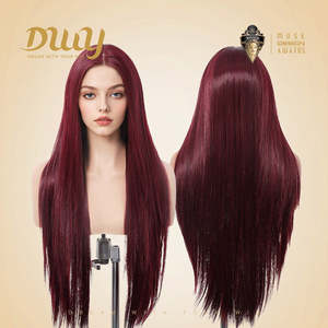 Seraphine-DWY 28-Inch Silky Straight Burgundy Lace Front <b>Wig</b> 13x6 Free Part with Transparent Lace - Product Image 4