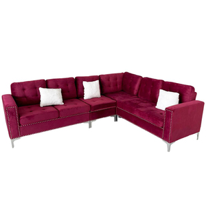 Contemporary L-Shaped Corner <b>Sofa</b> Set SFL68028 2.6m X 1.6m with Red PU Fabric Tufted Extendable Home Furniture <b>Sponge</b> Filling - Product Image 1