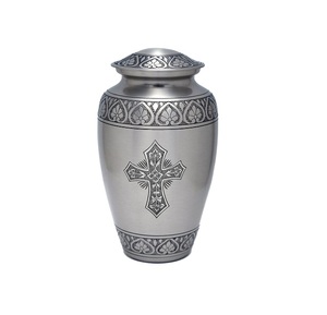 Urne funéraire en laiton de couleur violet foncé pour cendres humaines Fournitures funéraires Urne commémorative pour cendres Urne solide à conception imprimée en rose - Product Image 6